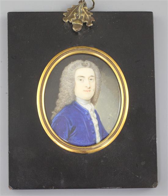 18th century English School Portrait miniature of a gentleman 3 x 2.5in.